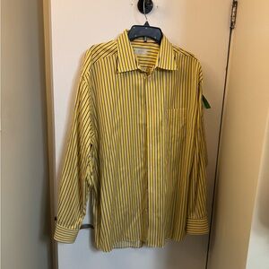 Eton Men's Yellow and Black Striped Shirt